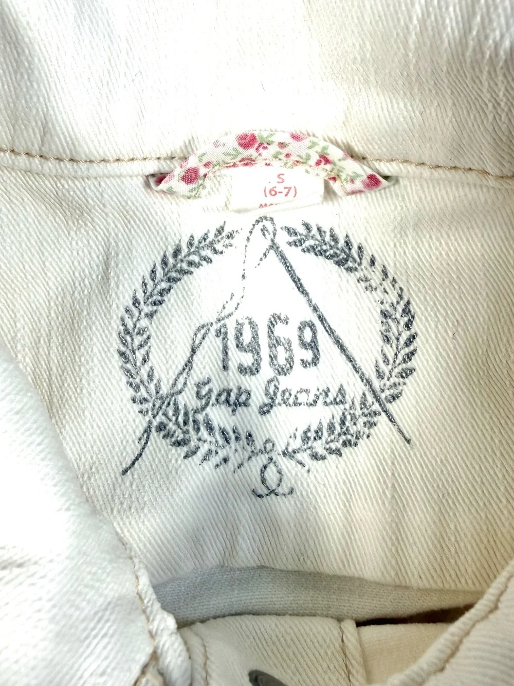 GAP Girls White Cropped Jean Jacket S 6-7‎ Y2K Trucker Retro Coquette Vintage